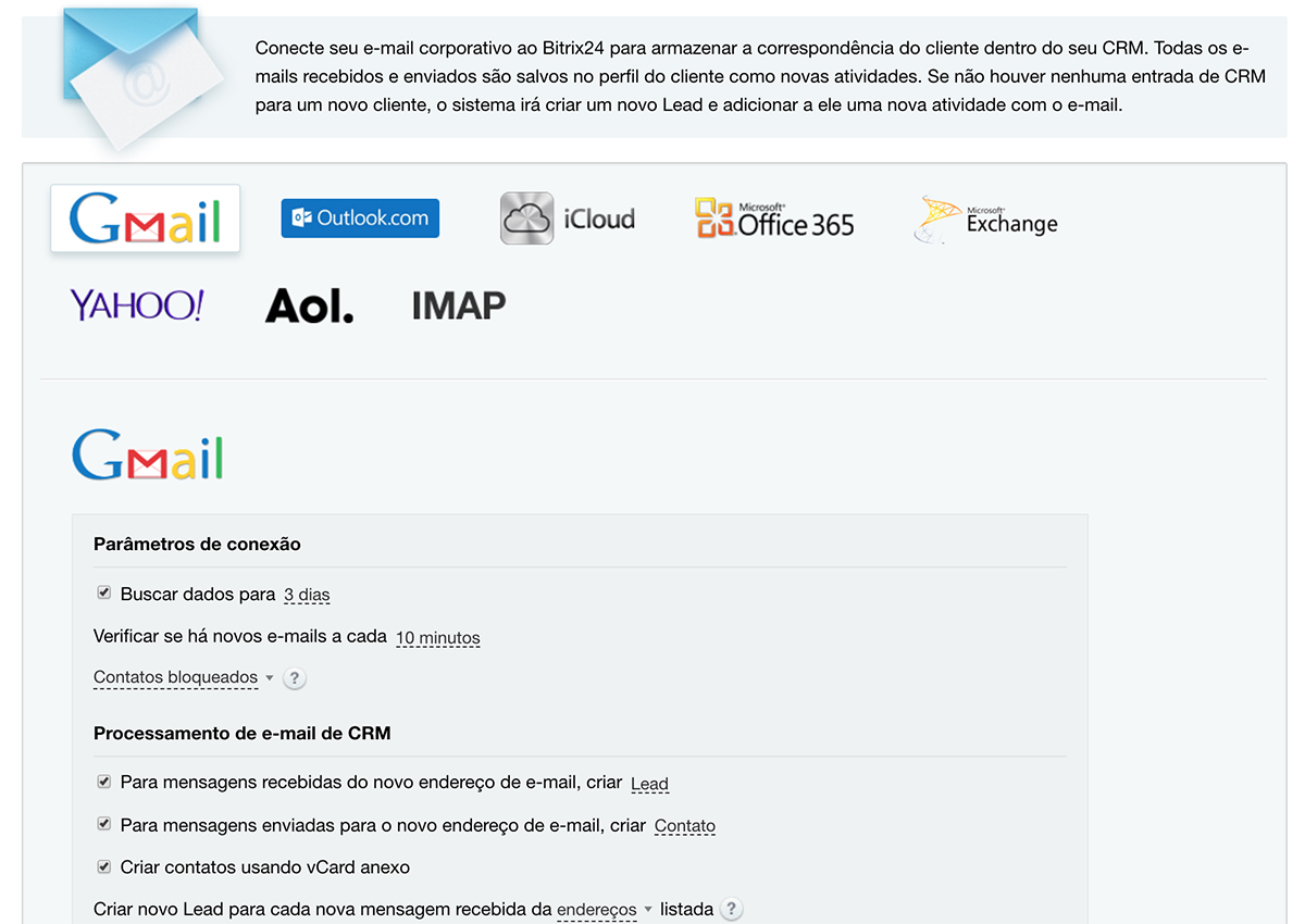 Integração de e-mail do CRM