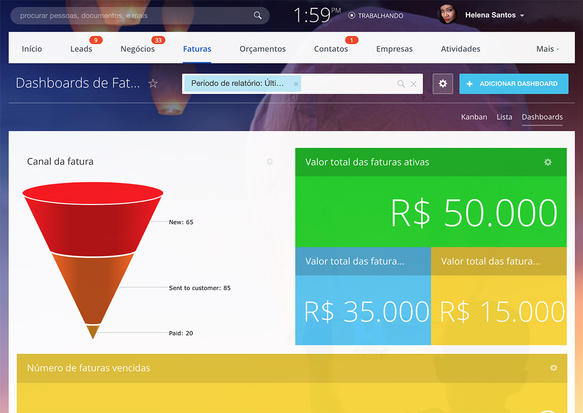 Relatórios avançados de CRM